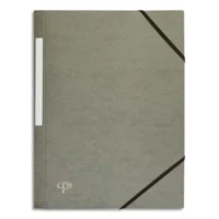 PERGAMY Chemise 3 rabats monobloc à élastique en carte lustrée 5/10e, 390g. Coloris Gris.