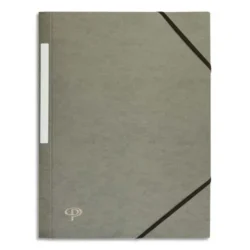 PERGAMY Chemise 3 rabats monobloc à élastique en carte lustrée 5/10e, 390g. Coloris Gris.