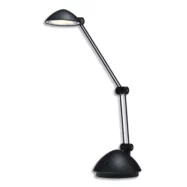 HANSA Lampe à led Space Noire satiné métal et ABS - Bras 17 et 26 cm, Tête D9,5 cm Socle D13 cm
