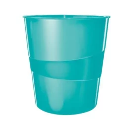 LEITZ Corbeille à papier 15 litres WOW - Dimensions : Ø 29 x H32,4 cm. Finition laquée. Coloris Menthe