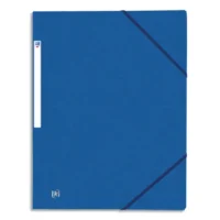 OXFORD Chemises 3 rabats à élastiques TOP FILE en carte lustrée 5/10e,390g. Format A4. Coloris Bleu