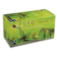 PURO Boîte de 25 sachets de thé Menthe enveloppés 2g Fairtrade Tea