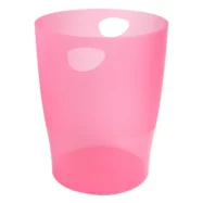 EXACOMPTA Corbeille à papier ECO 15 L Rose translucide - Diamètre 26 cm, hauteur 33,5 cm