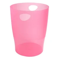 EXACOMPTA Corbeille à papier ECO 15 L Rose translucide - Diamètre 26 cm, hauteur 33,5 cm