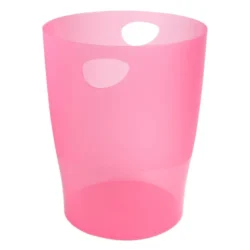 EXACOMPTA Corbeille à papier ECO 15 L Rose translucide - Diamètre 26 cm, hauteur 33,5 cm