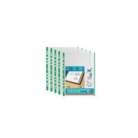 Oxford Pochettes perforées, format A4 avec bande colorée, PP transparent brillant / vert