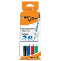 BIC Velleda 1721 Feutres pour Tableau Blanc Effaçables à Sec Pte Conique Fine - Bleu, Pochette de 4