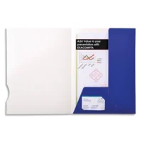 EXACOMPTA Boîte 20 chemises 2 rabats carte 250g CHROMOLUX. Coloris Bleu aspect brillant