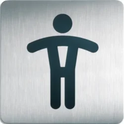 DURABLE Plaque Picto carré Toilettes Hommes en acier brossé inoxydable - 15 x 15 cm - Argent métallisé