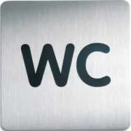 DURABLE Plaque Picto carré WC en acier brossé inoxydable - 15 x 15 cm - Argent métallisé