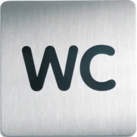 DURABLE Plaque Picto carré WC en acier brossé inoxydable - 15 x 15 cm - Argent métallisé