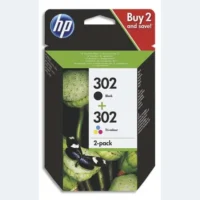 HP 302 Pack de 2 Cartouches d'Encre Noire et Trois Couleurs Authentiques