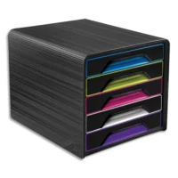 CEP Module de classement SMOOVE Noir multicolore, 5 étages, format 24 x 32 cm, L36 x H27,1 x P28,8 cm