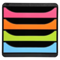 EXACOMPTA Module de classement Big-Box Noir Arlequin 4 tiroirs, en PS format A4+ L27,8 x H26,7 x P34,7 cm