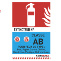 LIFEBOX Panneau de signalisation classe feu AB présence d'extincteur à eau pulvérisée