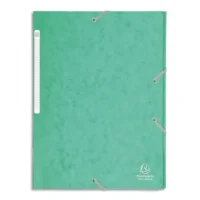 EXACOMPTA Chemise 3 rabats et élastique monobloc, carte lustrée 5/10e Vert clair, élastique fixé devant