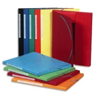 EXACOMPTA Chemise 3 rabats et élastique monobloc, carte lustrée 5/10e assortis, élastique fixé devant