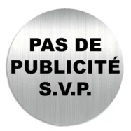 VISO Plaque de signalisation Pas de Publicité s.v.p. en aluminium, bande autocollante au dos, D8 cm
