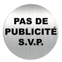 VISO Plaque de signalisation Pas de Publicité s.v.p. en aluminium, bande autocollante au dos, D8 cm