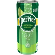 PERRIER Canette d'eau pétillante 33 cl minérale arôme Citron Vert