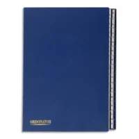 EXACOMPTA Trieur alphabétique 26 compartiments Bleu, couverture rigide plastifiée, onglets en plastique