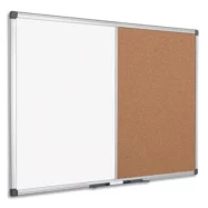 BI-OFFICE Tableau combiné Maya, moitié Liège et laqué Blanc magnétique - Format : L120 x H90 cm