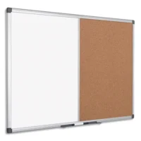 BI-OFFICE Tableau combiné Maya, moitié Liège et laqué Blanc magnétique - Format : L120 x H90 cm