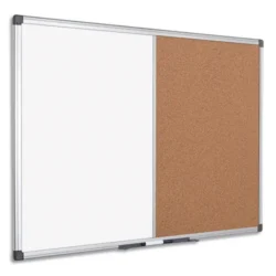 BI-OFFICE Tableau combiné Maya, moitié Liège et laqué Blanc magnétique - Format : L120 x H90 cm
