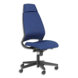 Siège Kenari en tissu Bleu, haut dossier, mécanisme synchrone, sans accoudoirs