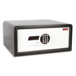 RESKAL Coffre de sécurité 26 litres Blanc, serrure électronique, pour hôtels - Dim : L47 x H24 x P42,5 cm