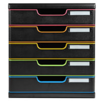 EXACOMPTA Module de classement 5 tiroirs format A4+ Dimensions L28,8 x H32 x P35 cm Noir/Arlequin