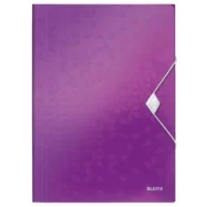 LEITZ Chemises 3 rabats à élastique WOW en polypopylène. Coloris Violet.