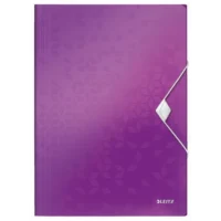 LEITZ Chemises 3 rabats à élastique WOW en polypopylène. Coloris Violet.