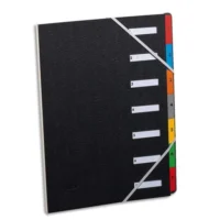 EXTENDOS Trieur numérique à élastique en celloderme. 7 compartiments. Coloris Noir, touches assorties.