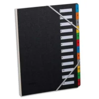 EXTENDOS Trieur numérique à élastique en celloderme. 12 compartiments. Coloris Noir, touches assorties.