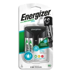 ENERGIZER Chargeur PRO noir rechargeur 2 ou 4 piles AA ou AAA, 2000 mAh, trois indicateurs lumineux