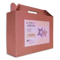 Kit d activités 12 bougeoirs étoile en bois 14x14cm à décorer avec mosaïque nacrée 5x5mm assortie