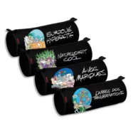 OXFORD Fourre-Tout Rond L'Etudiant Humour -en Polyester Décor sérigraphié, Noir. Dimensions : 22x7x7 cm