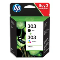 HP 303 Pack de 2 Cartouches d'Encre, Noire et Trois Couleurs, Authentiques (3YM92AE)