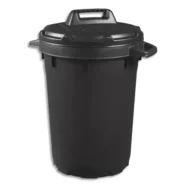 CEP Poubelle Noire en polypropylène 90L, avec couvercle à verrou tournant, Diamètre 49 x Hauteur 75 cm