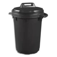 CEP Poubelle Noire en polypropylène 90L, avec couvercle à verrou tournant, Diamètre 49 x Hauteur 75 cm