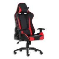 Fauteuil Sporting en polyuréthane Noir Rouge, à mécanisme basculant, accoudoirs réglables fournis