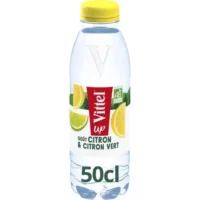 VITTEL Bouteille plastique d'eau 50 cl minérale plate goût Citron et Citron Vert