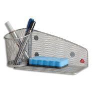 ALBA Support aimanté avec pot à crayons et porte éponge en métal Mesh - coloris Gris métal