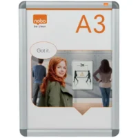 NOBO Vitrine porte-affiche clipsable, aluminium, anti-reflet en PVC, format A3