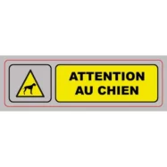 VISO Plaque de signalisation auto-adhésive en plastique couleur aluminium 17 x 5cm - Attention au chien