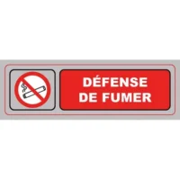 VISO Plaque de signalisation auto-adhésive en plastique couleur aluminium 17 x 5cm - Défense de fumer