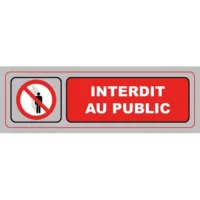 VISO Plaque de signalisation auto-adhésive en plastique couleur aluminium 17 x 5cm - Interdit au public