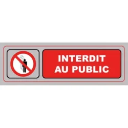 VISO Plaque de signalisation auto-adhésive en plastique couleur aluminium 17 x 5cm - Interdit au public