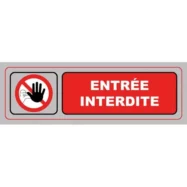 VISO Plaque de signalisation auto-adhésive en plastique couleur aluminium 17 x 5cm - Entrée interdite